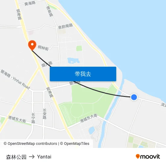 森林公园 to Yantai map