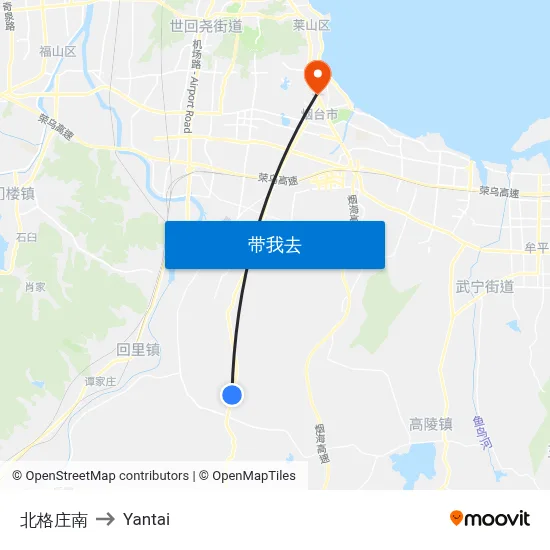 北格庄南 to Yantai map