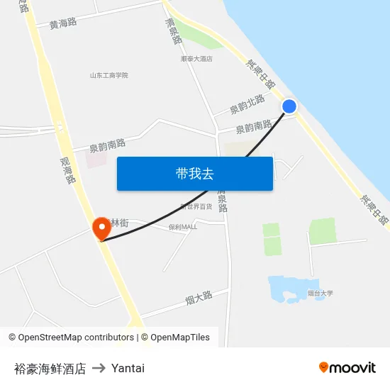 裕豪海鲜酒店 to Yantai map
