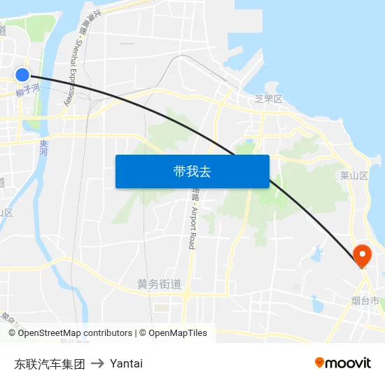 东联汽车集团 to Yantai map