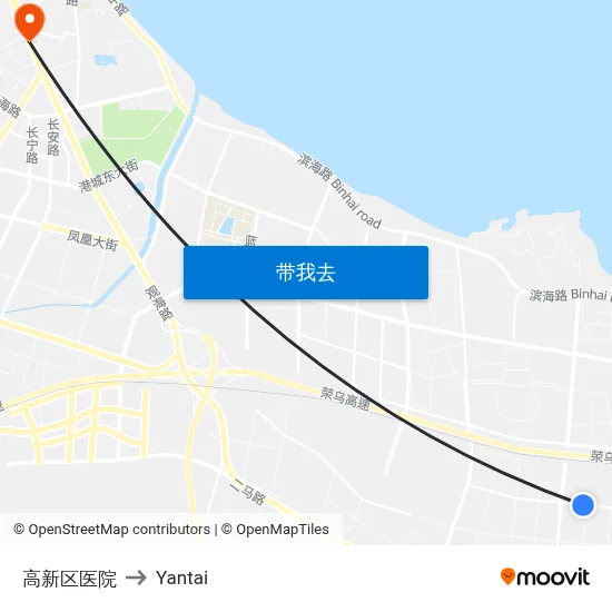 高新区医院 to Yantai map