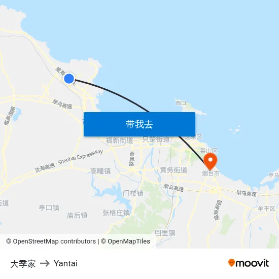 大季家 to Yantai map