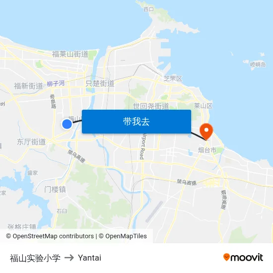福山实验小学 to Yantai map