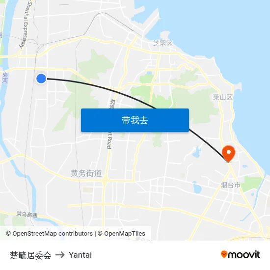 楚毓居委会 to Yantai map