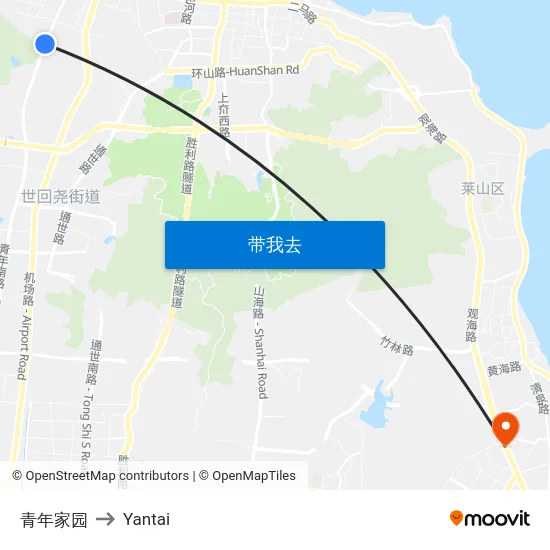青年家园 to Yantai map