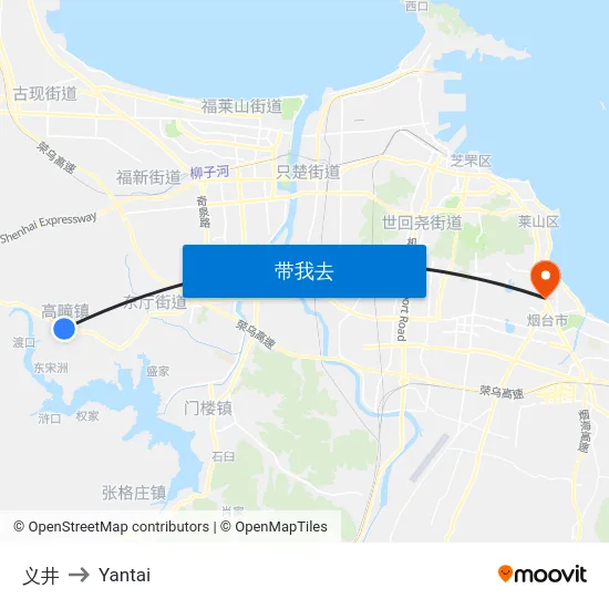 义井 to Yantai map