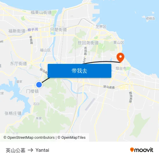 英山公墓 to Yantai map