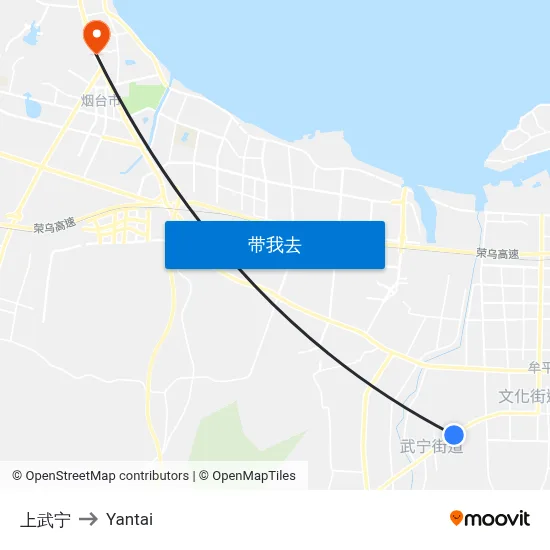 上武宁 to Yantai map
