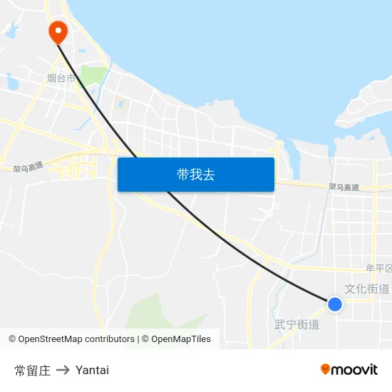 常留庄 to Yantai map