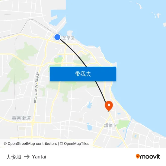 大悦城 to Yantai map