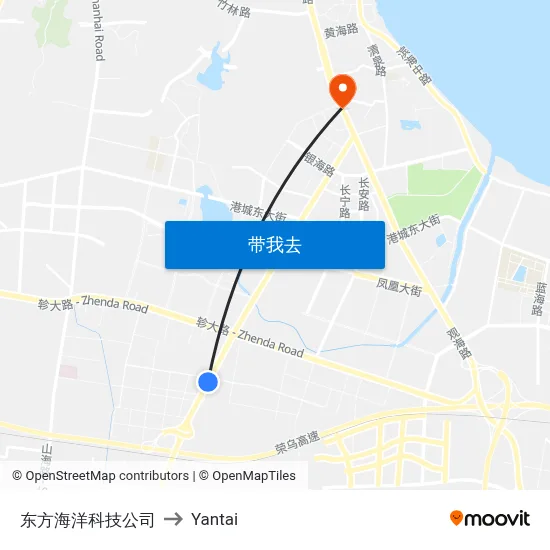 东方海洋科技公司 to Yantai map