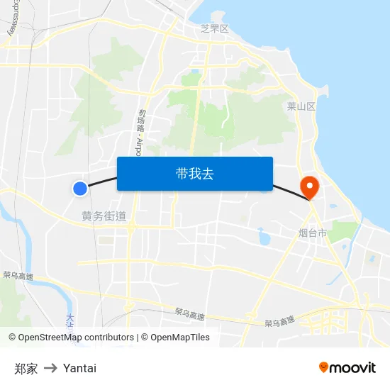 郑家 to Yantai map