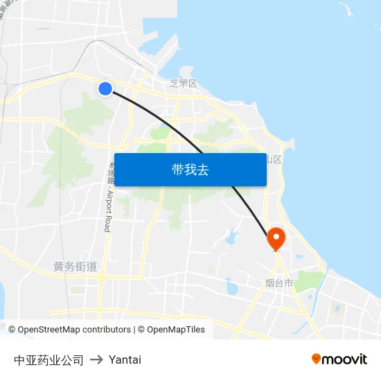中亚药业公司 to Yantai map