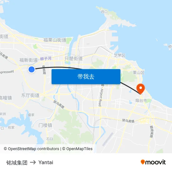 铭城集团 to Yantai map