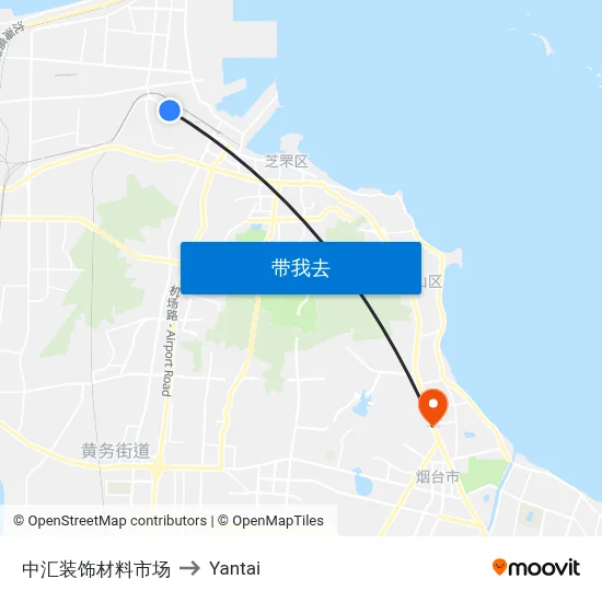 中汇装饰材料市场 to Yantai map