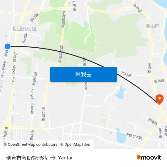 烟台市救助管理站 to Yantai map