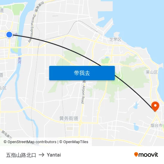 五指山路北口 to Yantai map
