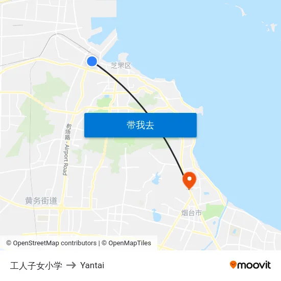 工人子女小学 to Yantai map