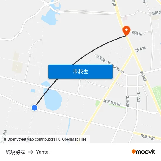 锦绣好家 to Yantai map