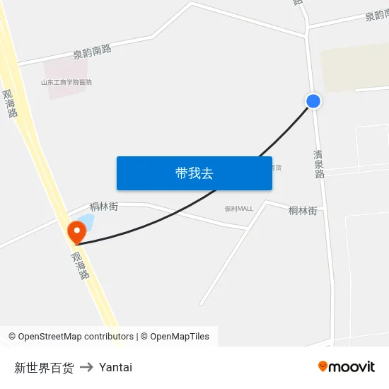 新世界百货 to Yantai map