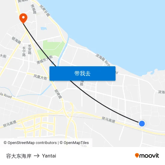 容大东海岸 to Yantai map