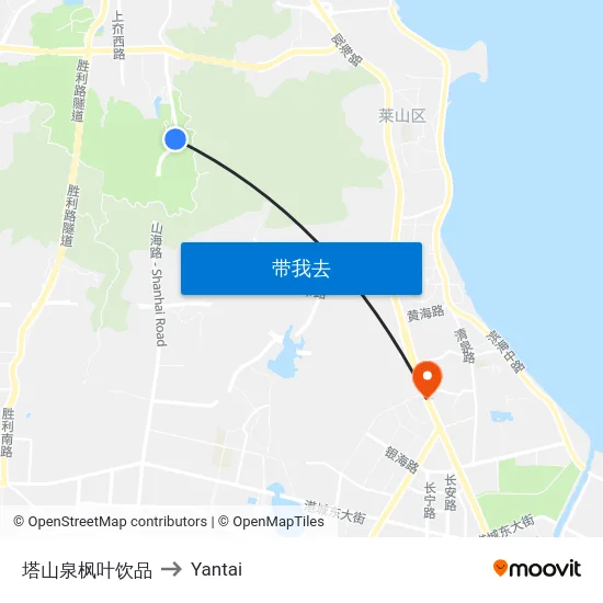 塔山泉枫叶饮品 to Yantai map