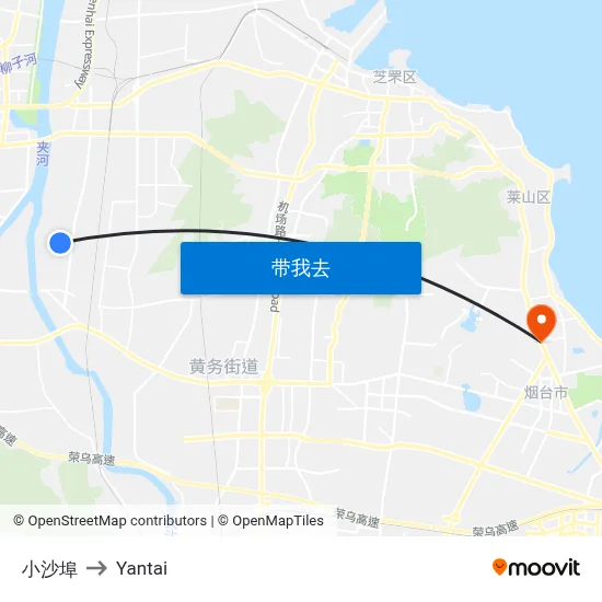 小沙埠 to Yantai map