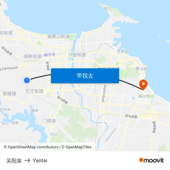 吴阳泉 to Yantai map