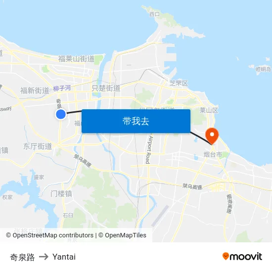 奇泉路 to Yantai map