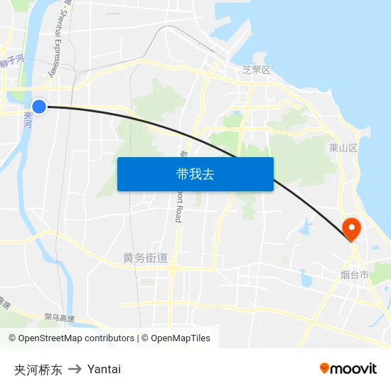 夹河桥东 to Yantai map