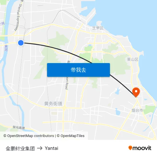 金鹏针业集团 to Yantai map