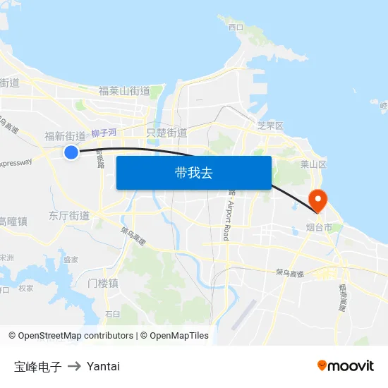 宝峰电子 to Yantai map
