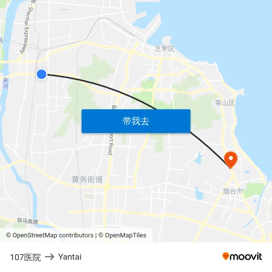 107医院 to Yantai map