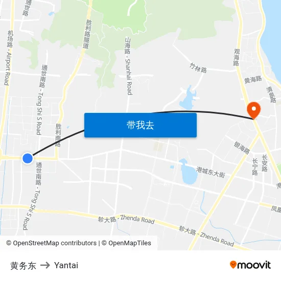 黄务东 to Yantai map