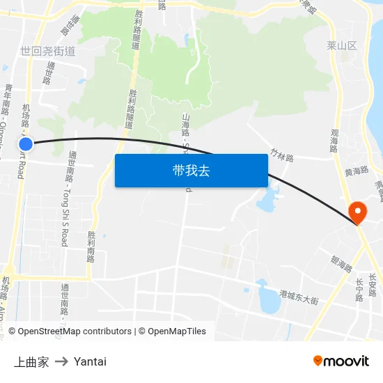上曲家 to Yantai map