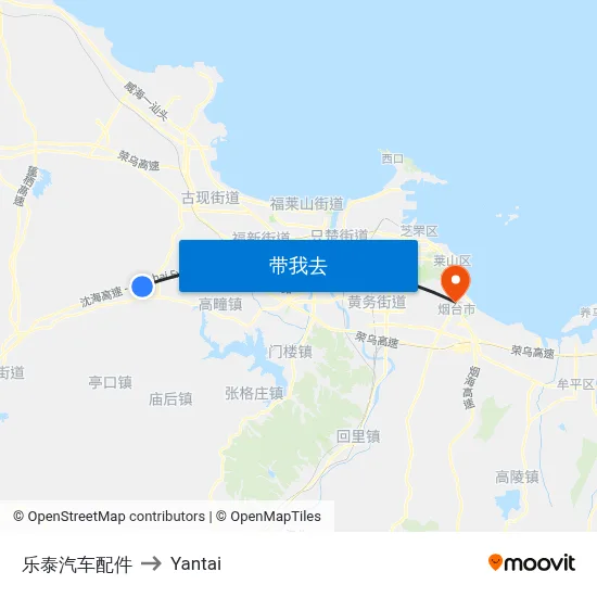 乐泰汽车配件 to Yantai map