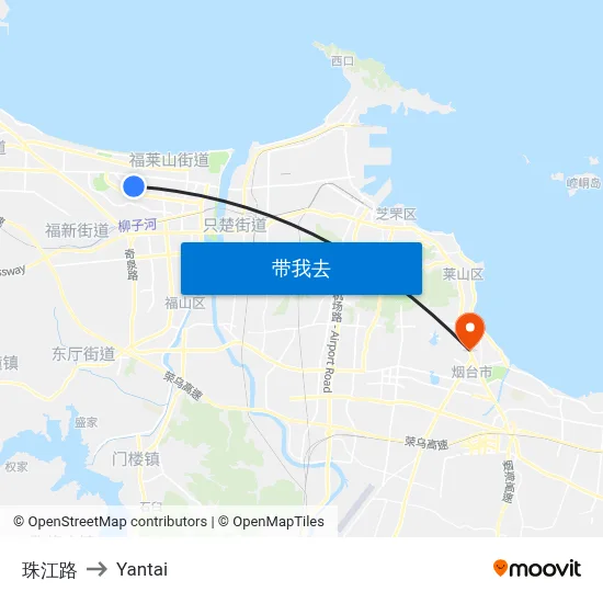 珠江路 to Yantai map
