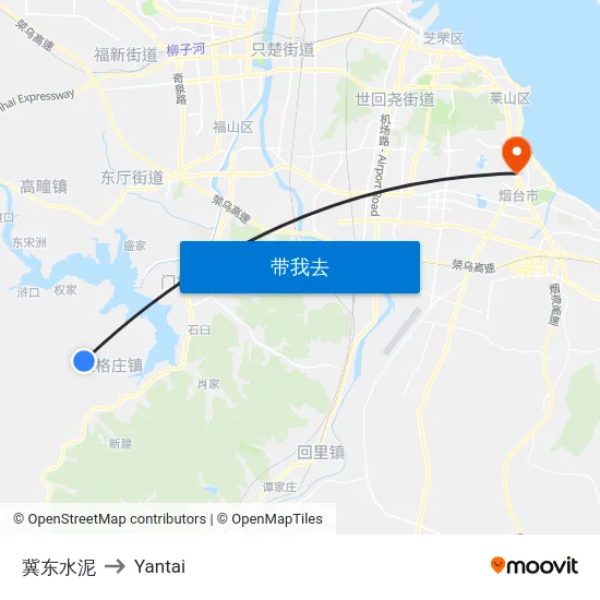 冀东水泥 to Yantai map