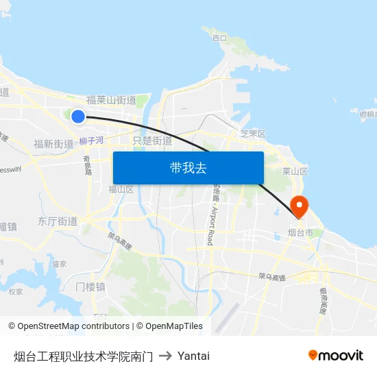 烟台工程职业技术学院南门 to Yantai map