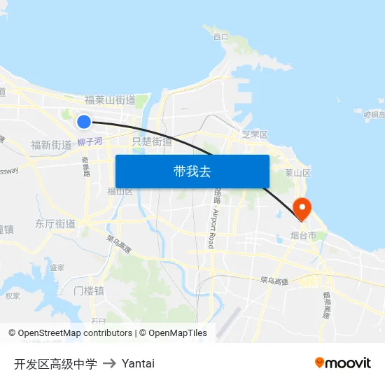 开发区高级中学 to Yantai map