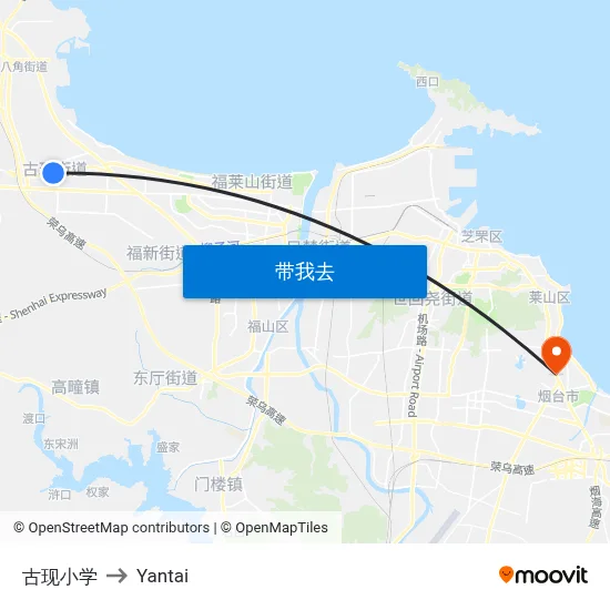 古现小学 to Yantai map