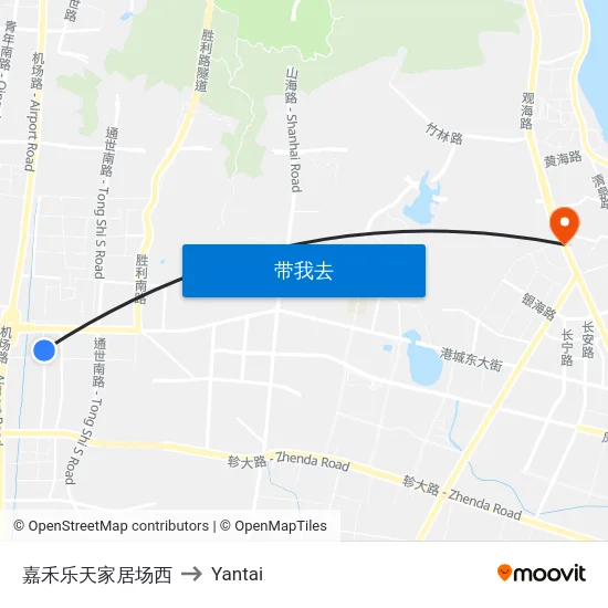 嘉禾乐天家居场西 to Yantai map