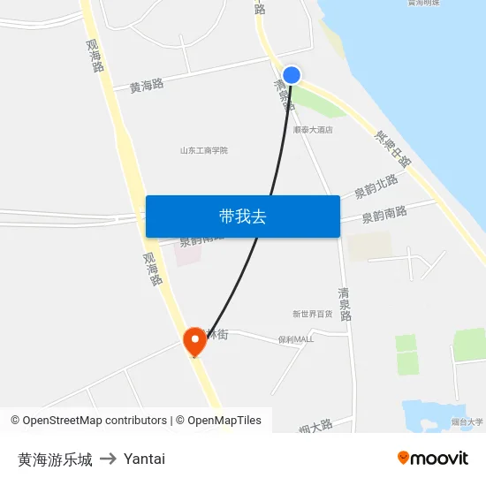 黄海游乐城 to Yantai map
