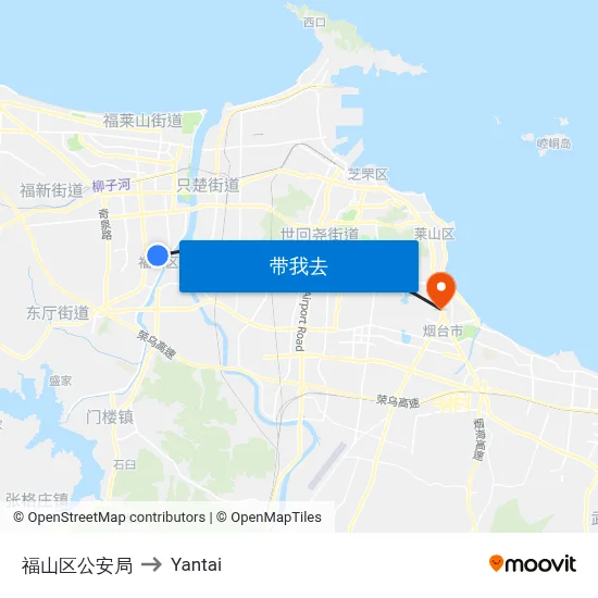 福山区公安局 to Yantai map