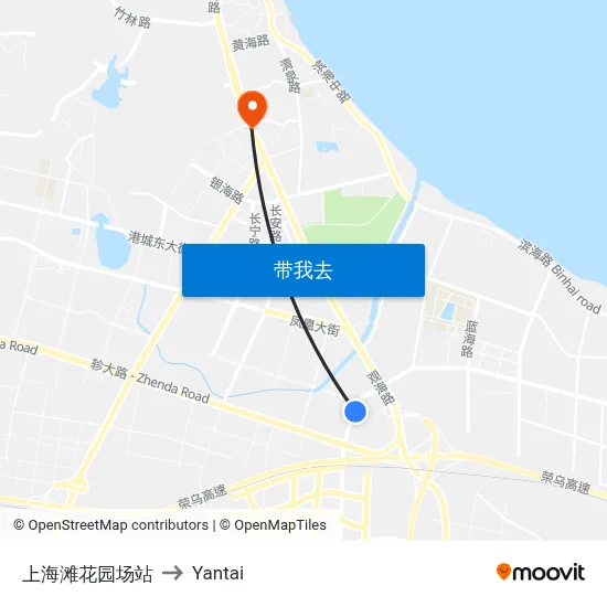 上海滩花园场站 to Yantai map