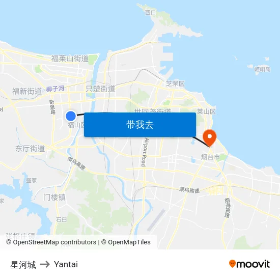 星河城 to Yantai map