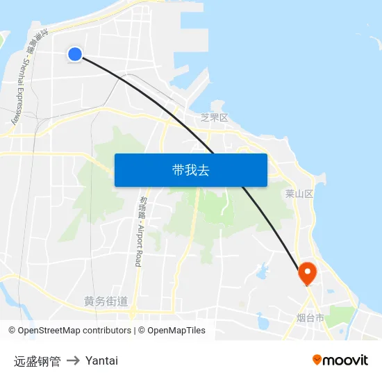 远盛钢管 to Yantai map