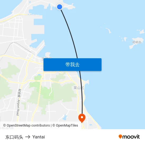 东口码头 to Yantai map