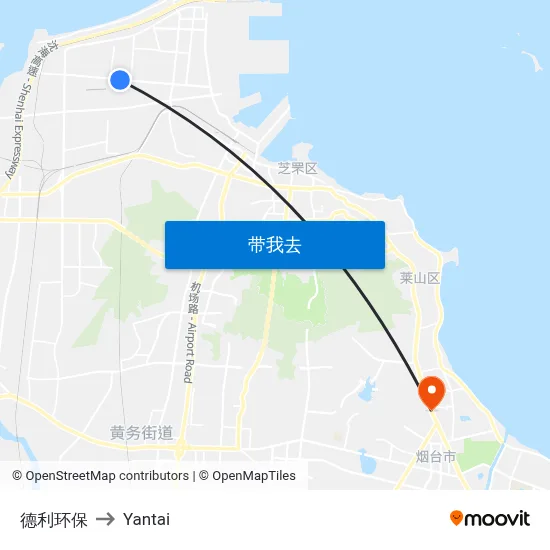德利环保 to Yantai map