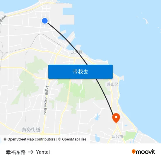 幸福东路 to Yantai map